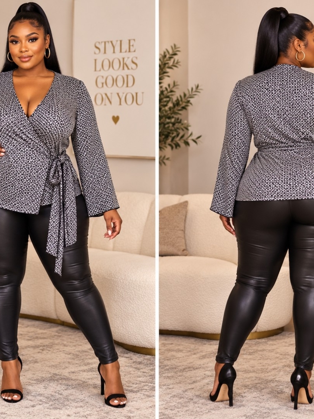Wrap Front Printed Top